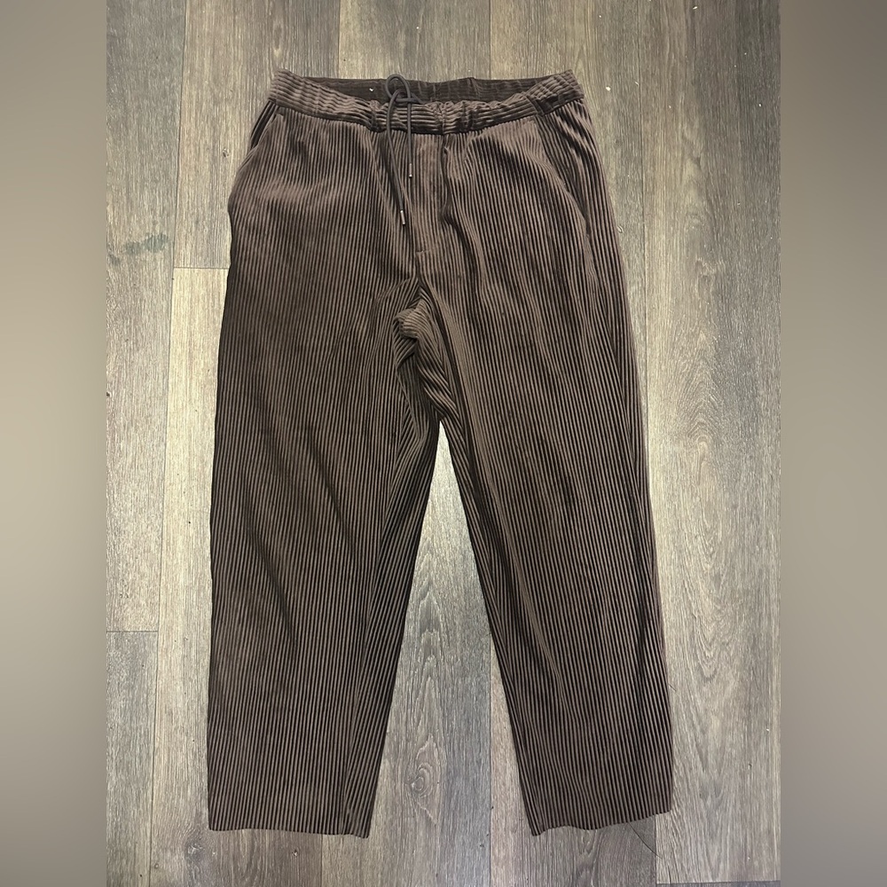 Zara Men's Dark Brown Corduroy Ribbed Drawstring Pants
